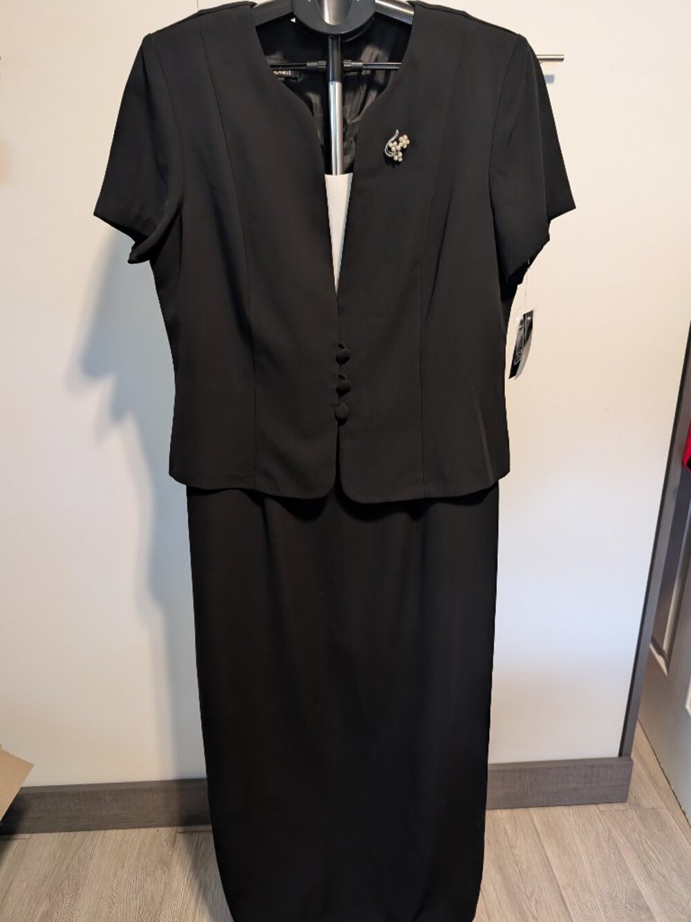 AGB Women's Black and White 1pc Jacket Maxi Dress - 12